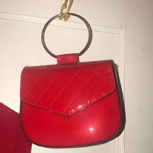 Red patent leather bag
